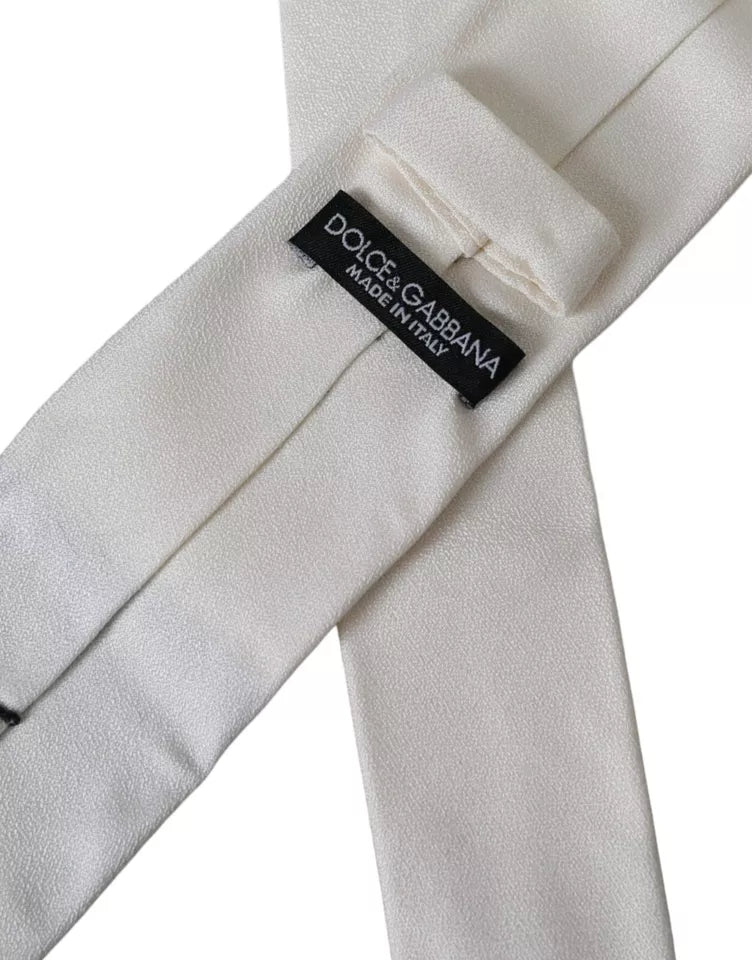 Dolce &amp; Gabbana Klassische verstellbare Herrenkrawatte aus weißer Seide