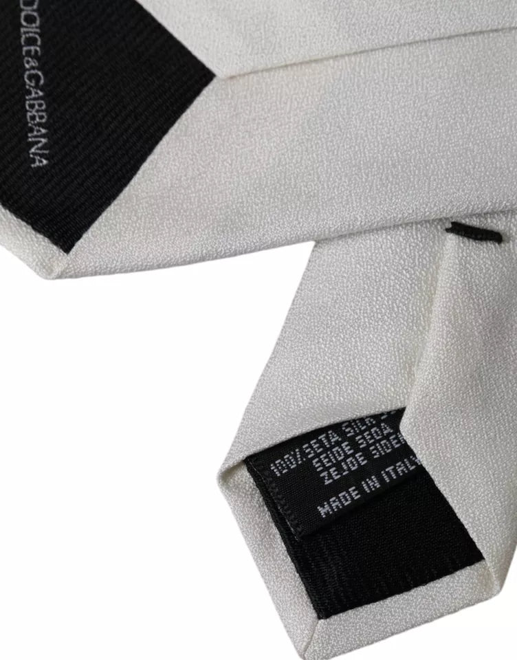 Dolce &amp; Gabbana Klassische verstellbare Herrenkrawatte aus weißer Seide