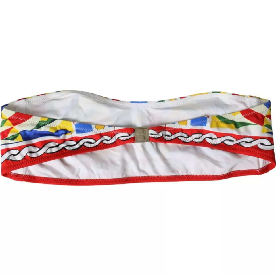Mehrfarbiger Carretto Bandeau-Bademode-Top-Bikini von Dolce &amp; Gabbana