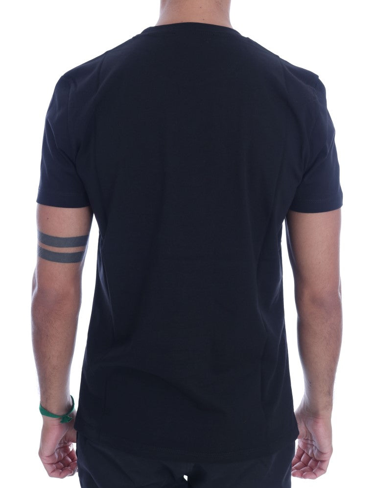 Schickes schwarzes Rundhals-T-Shirt von Frankie Morello mit „RIDERS“-Motiv