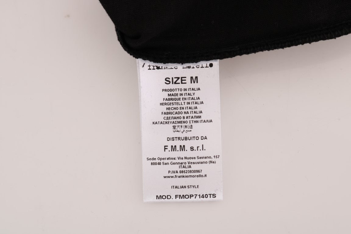 Schickes schwarzes Rundhals-T-Shirt von Frankie Morello mit „RIDERS“-Motiv
