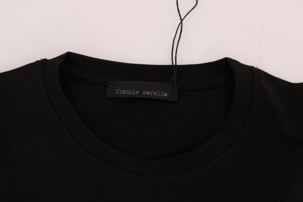 Schickes schwarzes Rundhals-T-Shirt von Frankie Morello mit „RIDERS“-Motiv