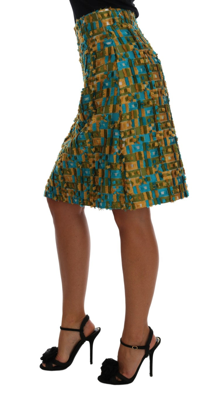 Dolce &amp; Gabbana Eleganter grüner Jacquard-Rock mit hoher Taille