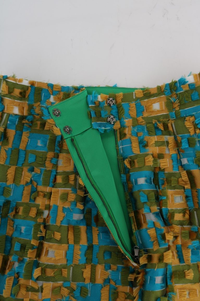 Dolce &amp; Gabbana Eleganter grüner Jacquard-Rock mit hoher Taille