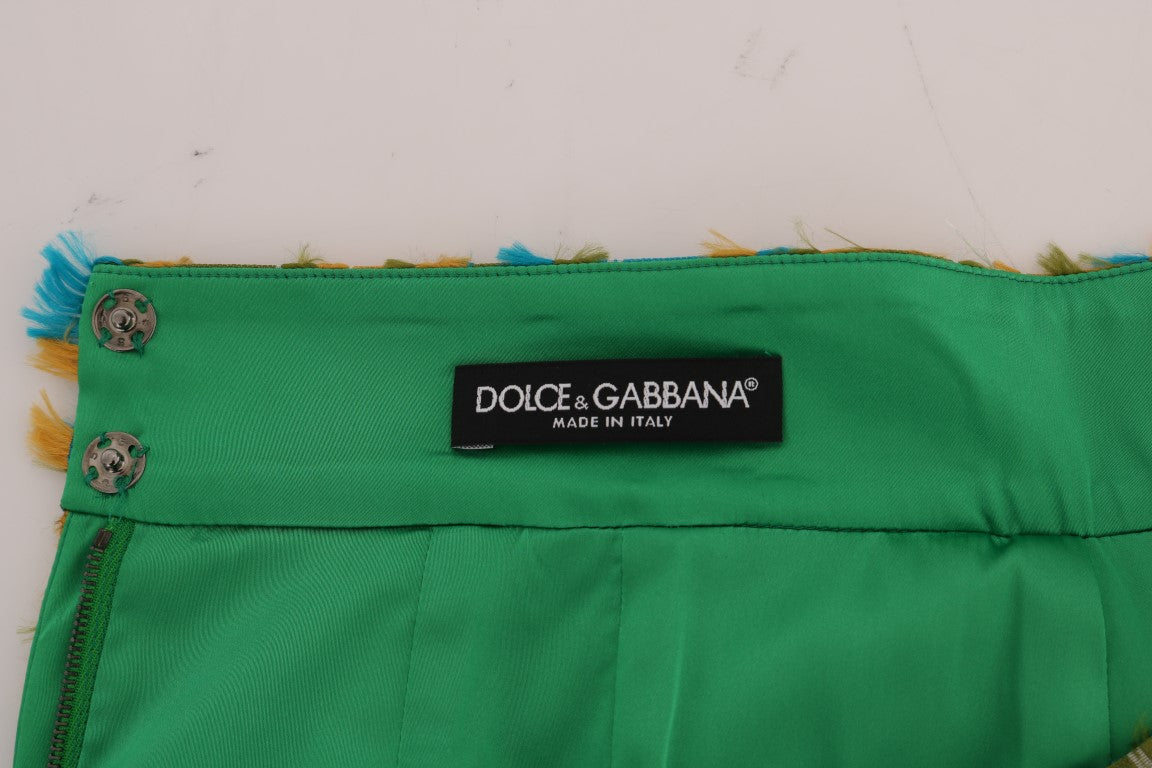 Dolce &amp; Gabbana Eleganter grüner Jacquard-Rock mit hoher Taille