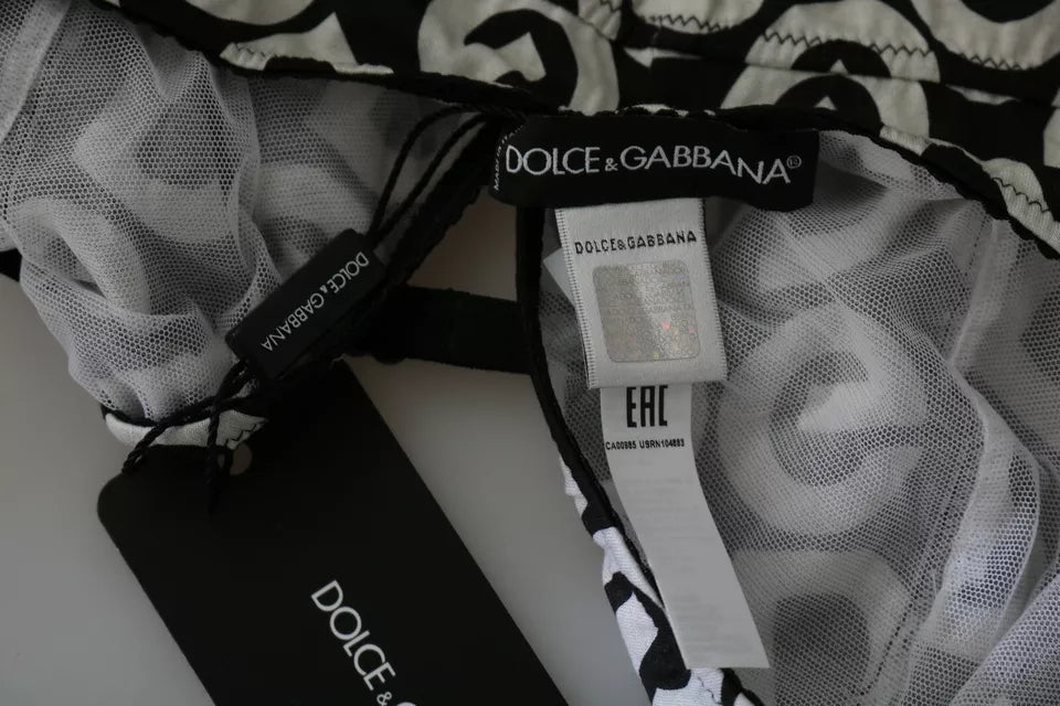 Dolce &amp; Gabbana – Schwarze ärmellose Bademode mit DG Mania-Print