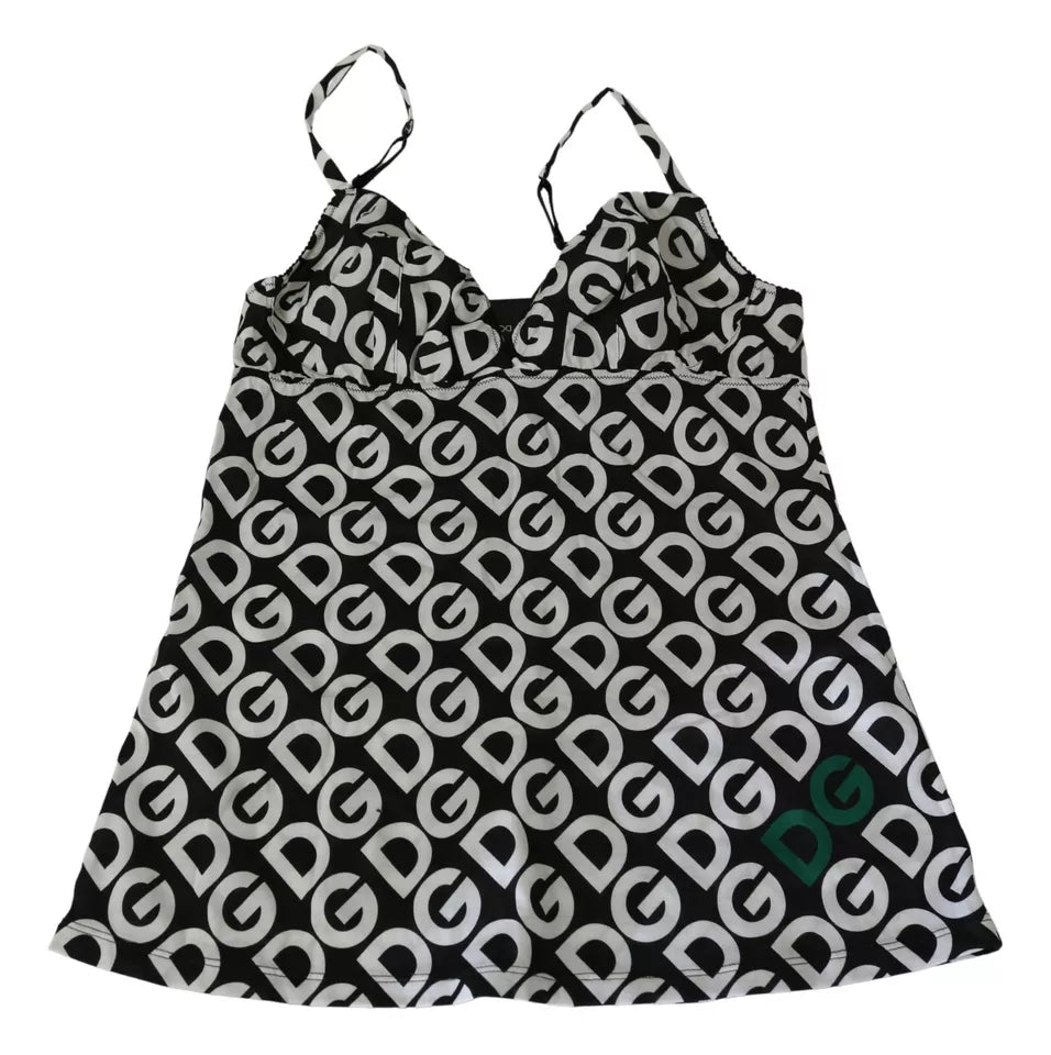 Dolce &amp; Gabbana – Schwarze ärmellose Bademode mit DG Mania-Print