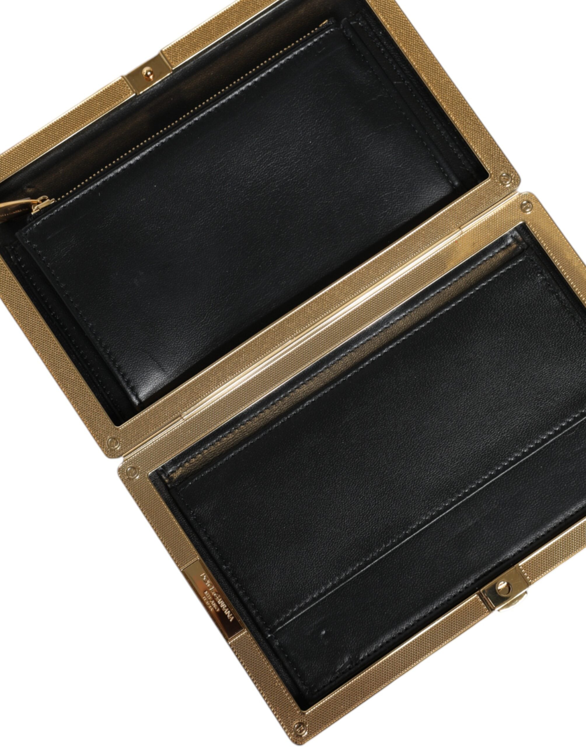 Dolce &amp; Gabbana – Clutch mit mehrfarbigem Blumenmuster und goldenem Rahmen, Abendtasche