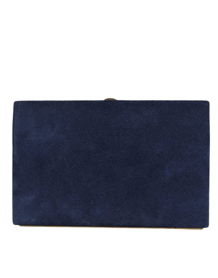Dolce &amp; Gabbana Blau Wildleder Gold Rahmen Clutch Abend Party Handtasche Tasche