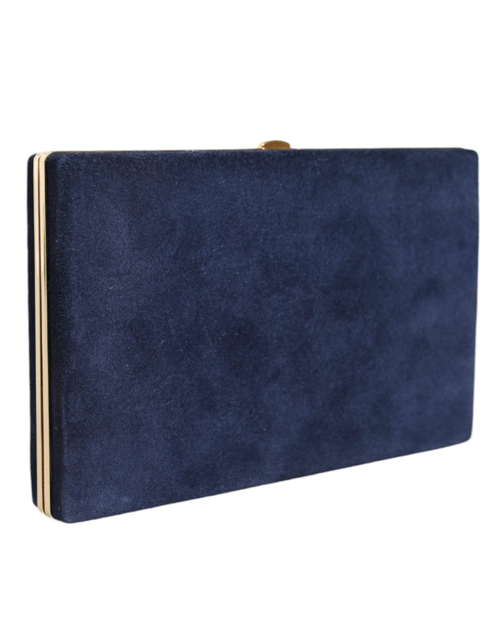 Dolce &amp; Gabbana Blau Wildleder Gold Rahmen Clutch Abend Party Handtasche Tasche