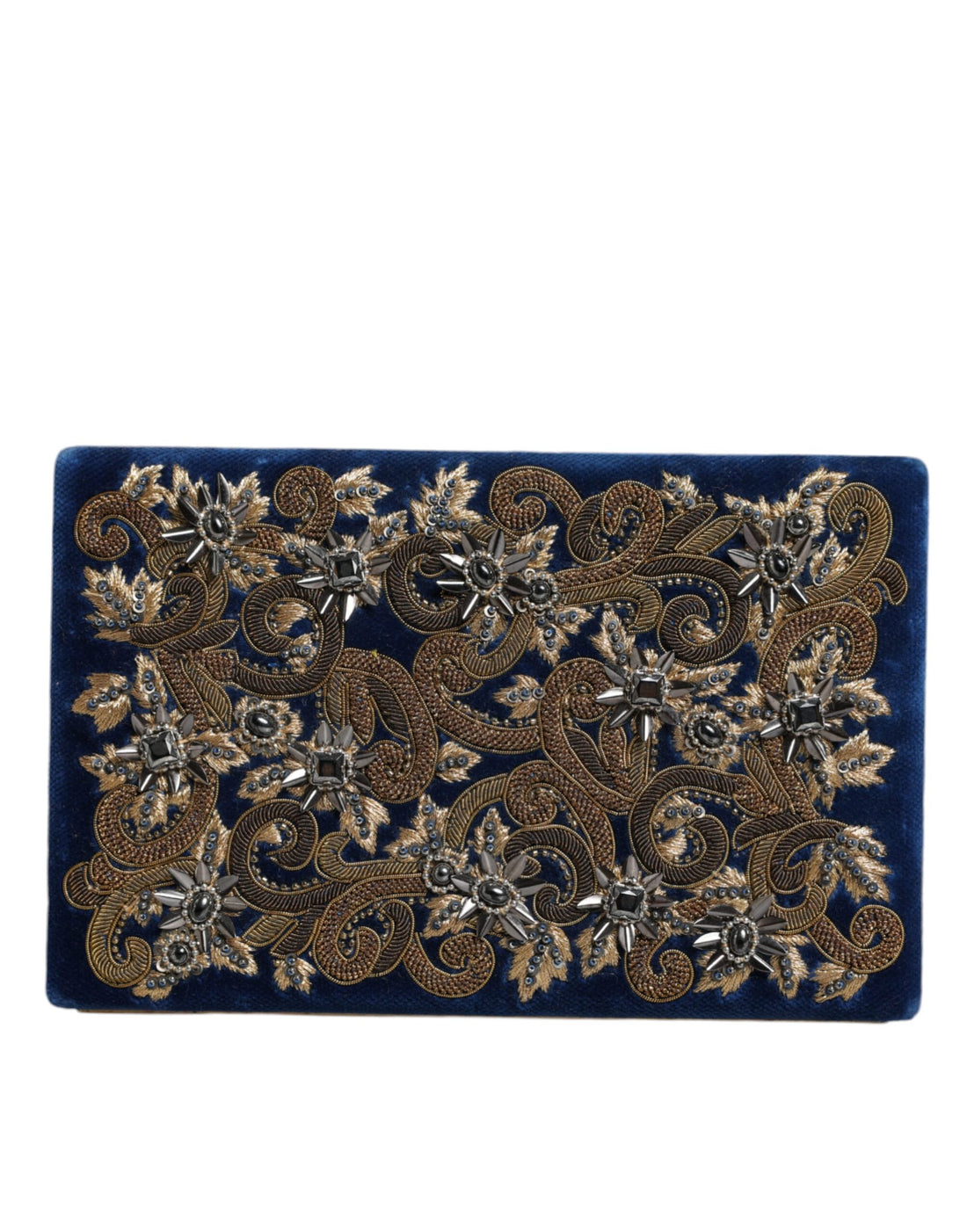 Dolce &amp; Gabbana Blauer Samt Goldrahmen Clutch Abendtasche Partytasche