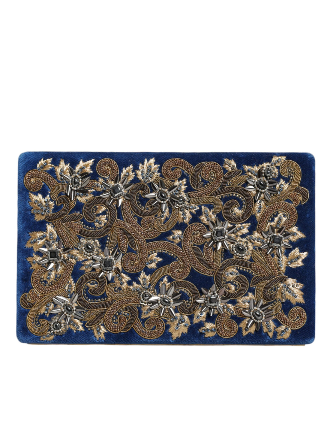 Dolce &amp; Gabbana Blauer Samt Goldrahmen Clutch Abendtasche Partytasche