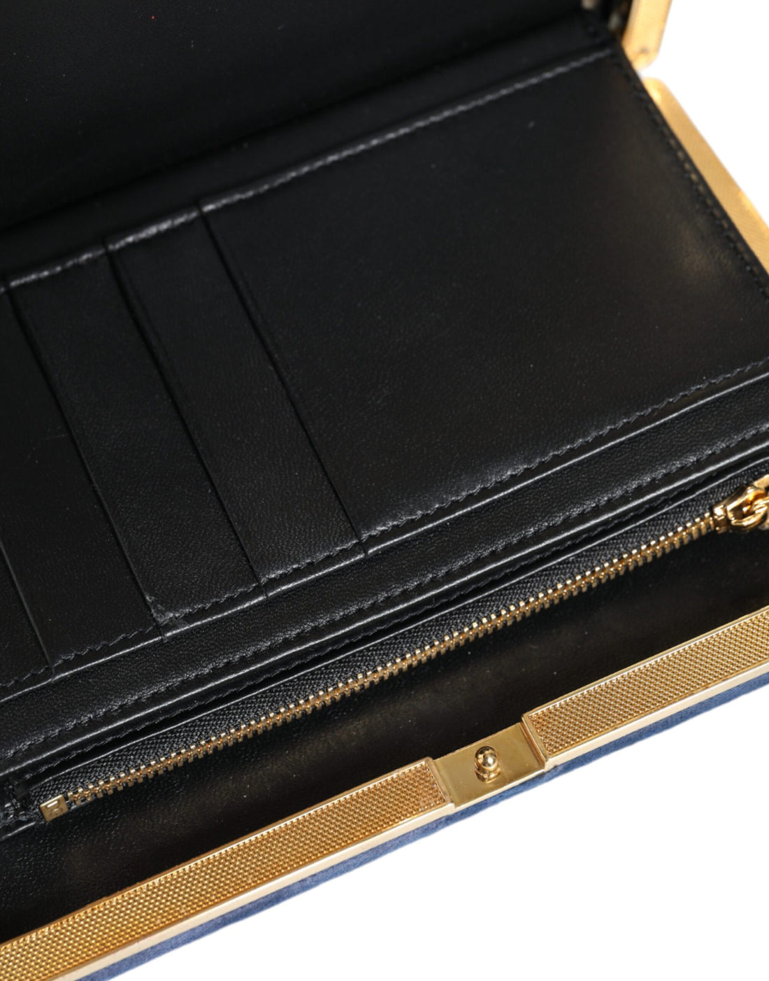 Dolce &amp; Gabbana Blauer Samt Goldrahmen Clutch Abendtasche Partytasche