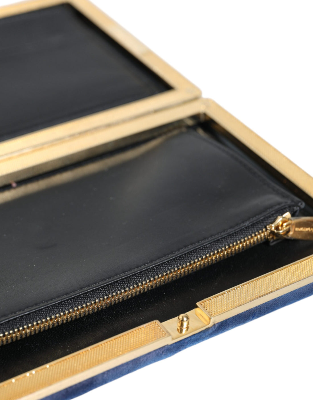 Dolce &amp; Gabbana Blauer Samt Goldrahmen Clutch Abendtasche Partytasche