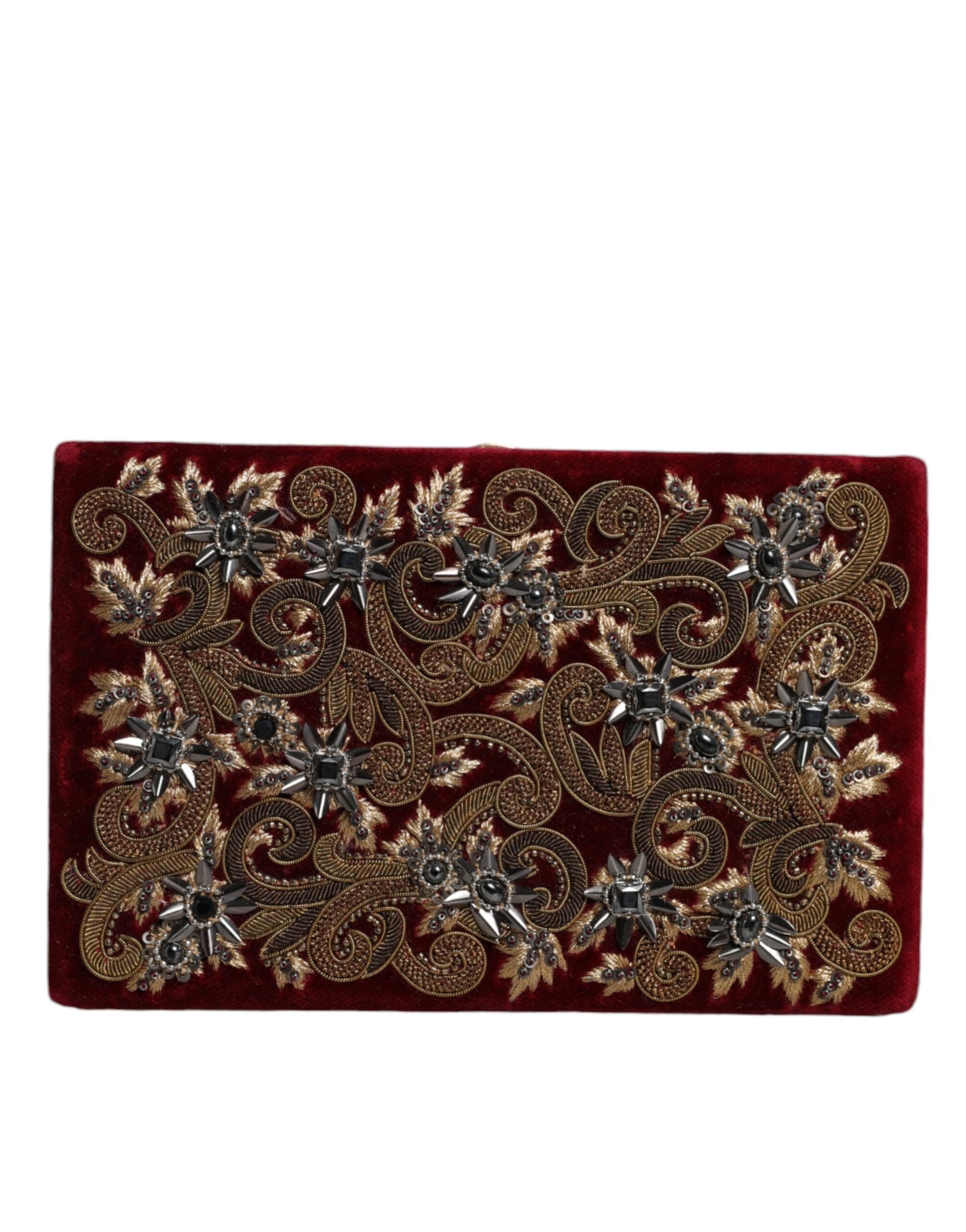 Dolce &amp; Gabbana Roter Samt Goldrahmen Clutch Abendtasche Partytasche