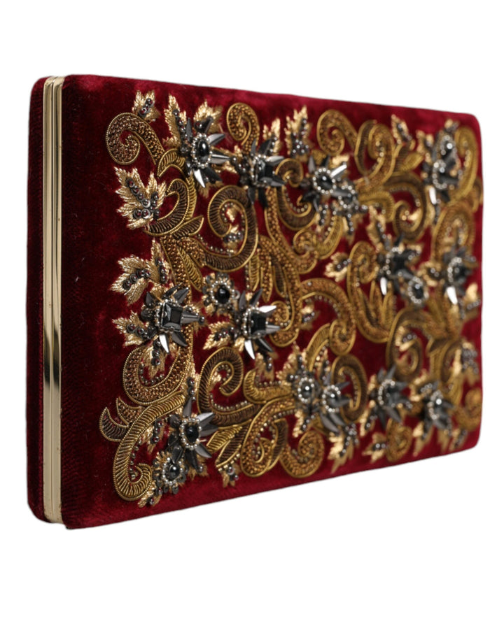 Dolce &amp; Gabbana Roter Samt Goldrahmen Clutch Abendtasche Partytasche