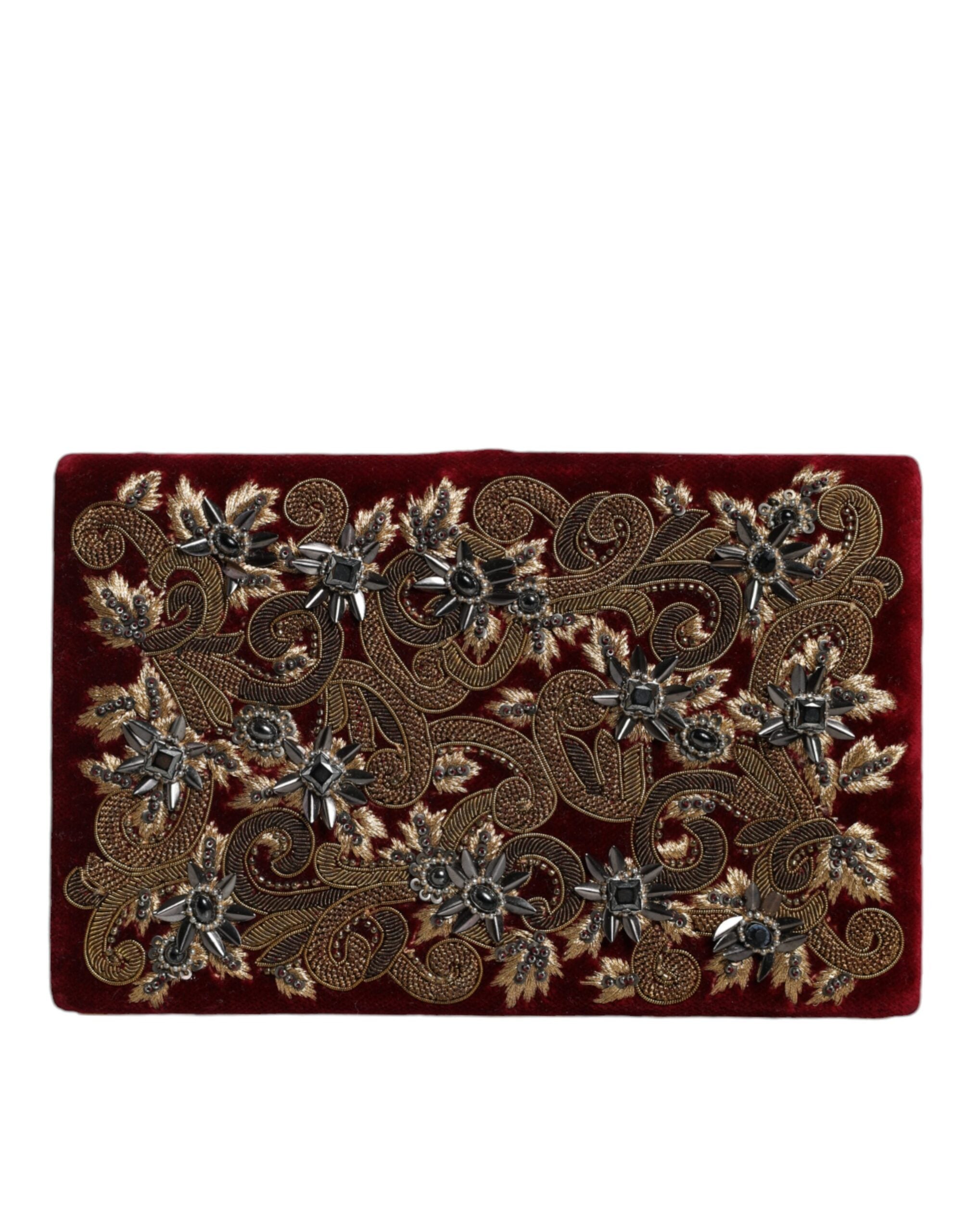 Dolce &amp; Gabbana Roter Samt Goldrahmen Clutch Abendtasche Partytasche