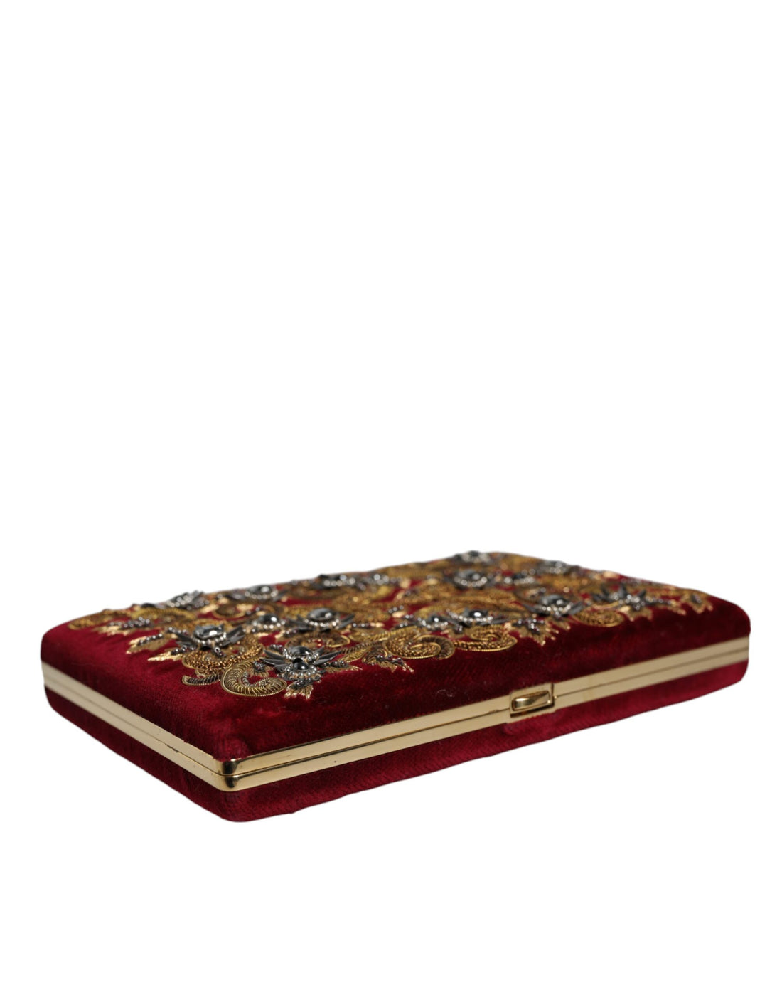Dolce &amp; Gabbana Roter Samt Goldrahmen Clutch Abendtasche Partytasche
