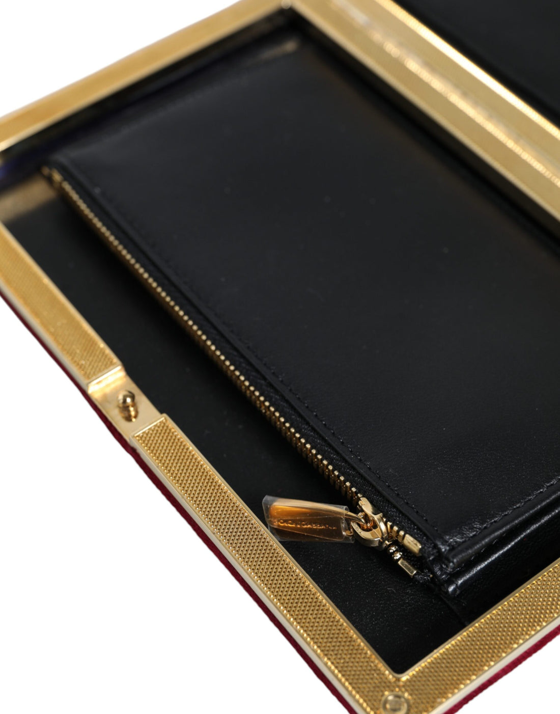 Dolce &amp; Gabbana Roter Samt Goldrahmen Clutch Abendtasche Partytasche