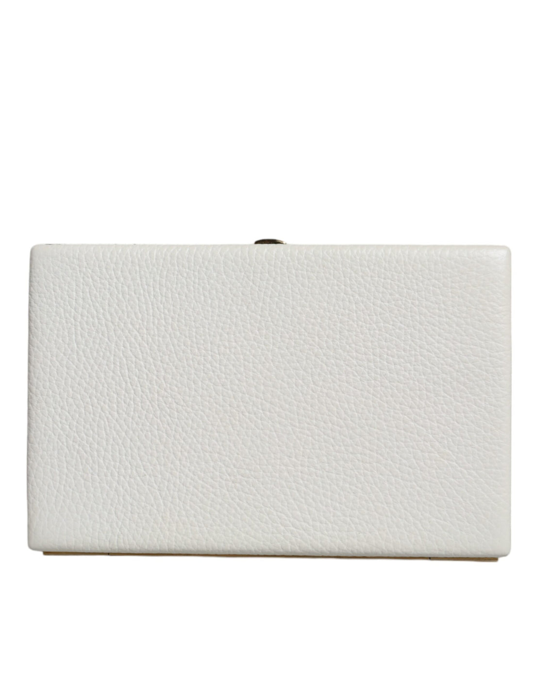 Dolce &amp; Gabbana Clutch aus weißem Leder mit goldenem Rahmen, Abendtasche