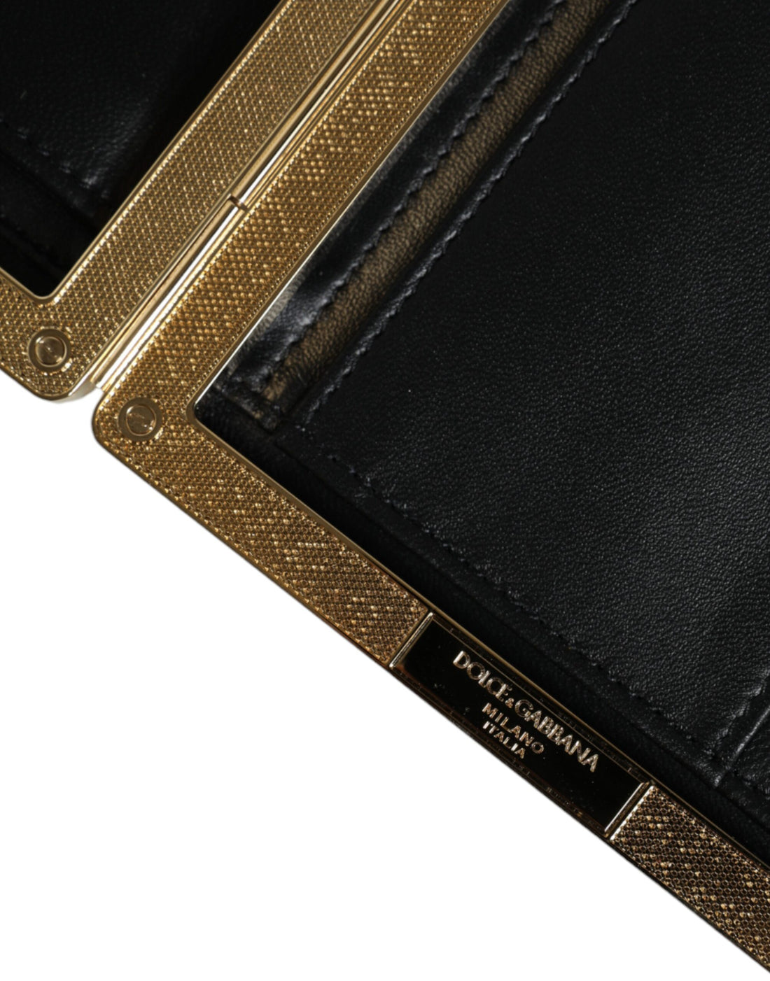 Dolce &amp; Gabbana Clutch aus weißem Leder mit goldenem Rahmen, Abendtasche