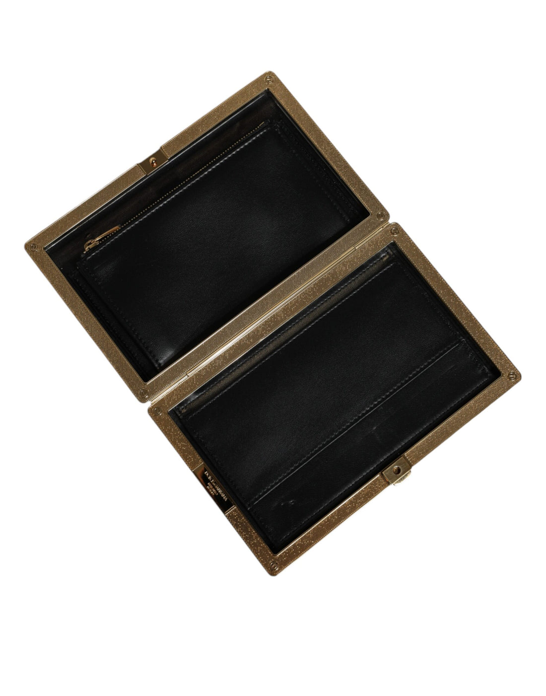 Dolce &amp; Gabbana Clutch aus weißem Leder mit goldenem Rahmen, Abendtasche