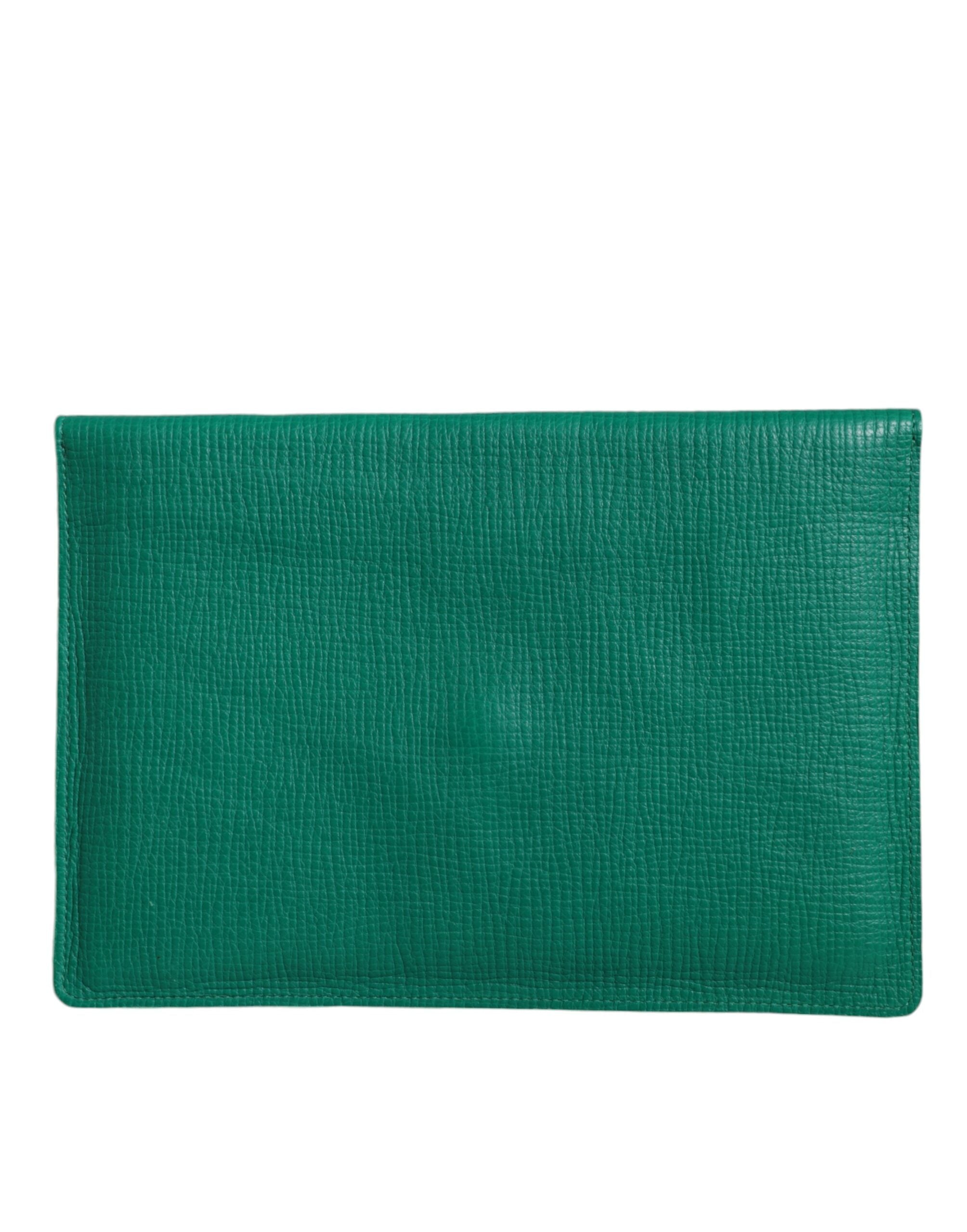 Dolce &amp; Gabbana Grüne Lederhandtasche Clutch Mini Geldbörse Beutel Tablet-Hülle