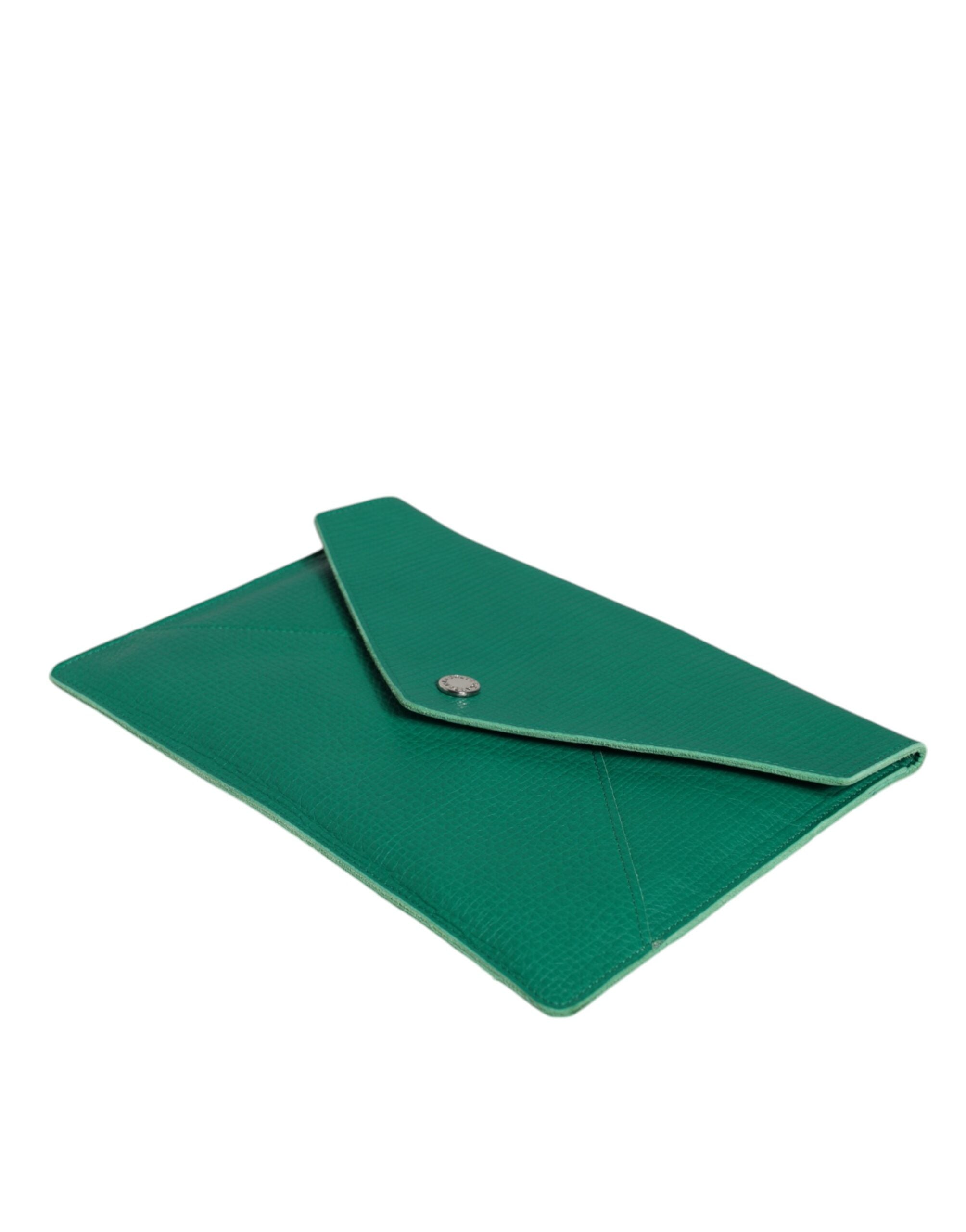 Dolce &amp; Gabbana Grüne Lederhandtasche Clutch Mini Geldbörse Beutel Tablet-Hülle