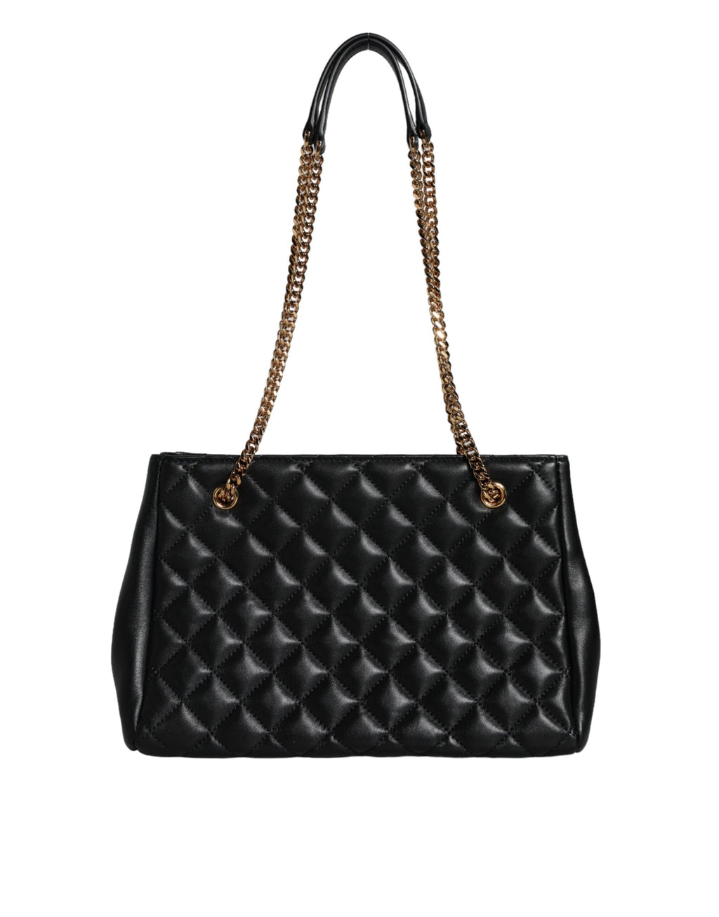 Versace – Schultertasche aus gestepptem Nappaleder mit Kettenriemen in Schwarz
