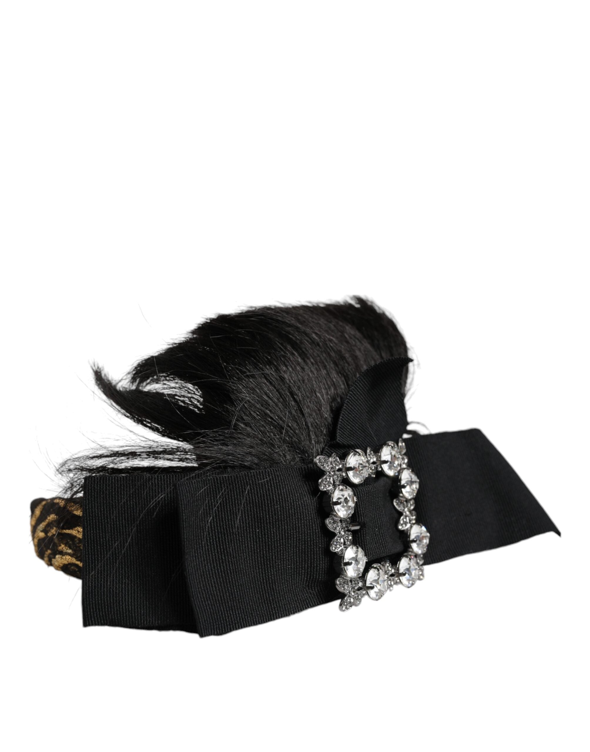 Dolce &amp; Gabbana Schwarzes Haar Parrucchiera Kristall Stirnband Diadem