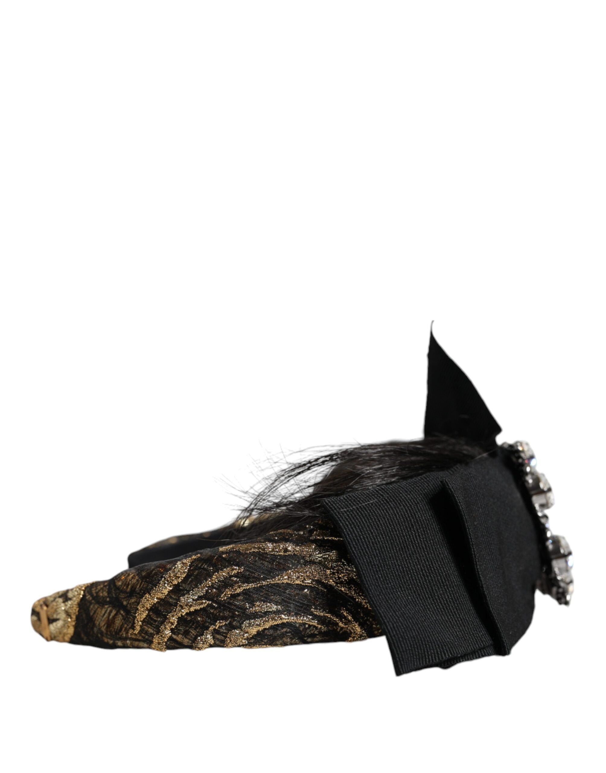 Dolce &amp; Gabbana Schwarzes Haar Parrucchiera Kristall Stirnband Diadem
