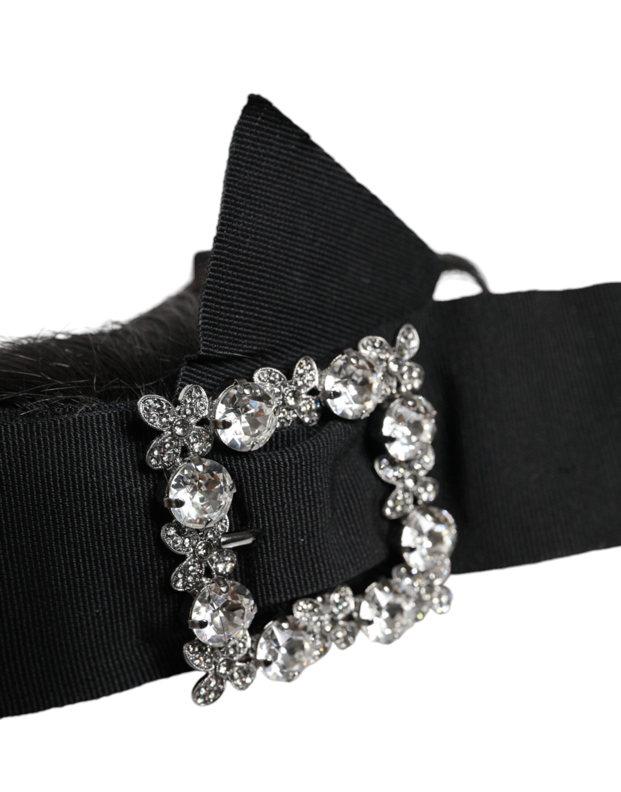Dolce &amp; Gabbana Schwarzes Haar Parrucchiera Kristall Stirnband Diadem
