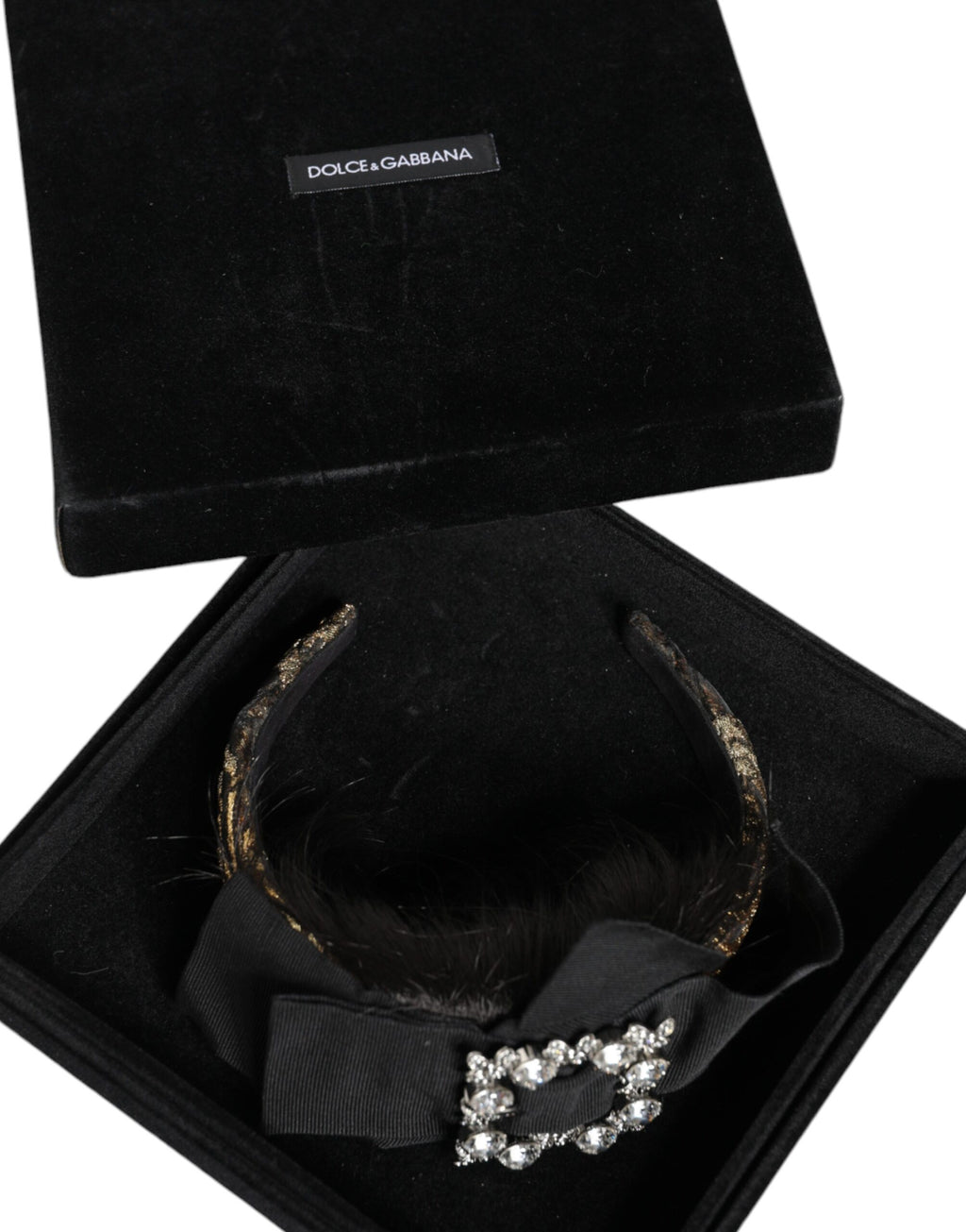 Dolce &amp; Gabbana Schwarzes Haar Parrucchiera Kristall Stirnband Diadem