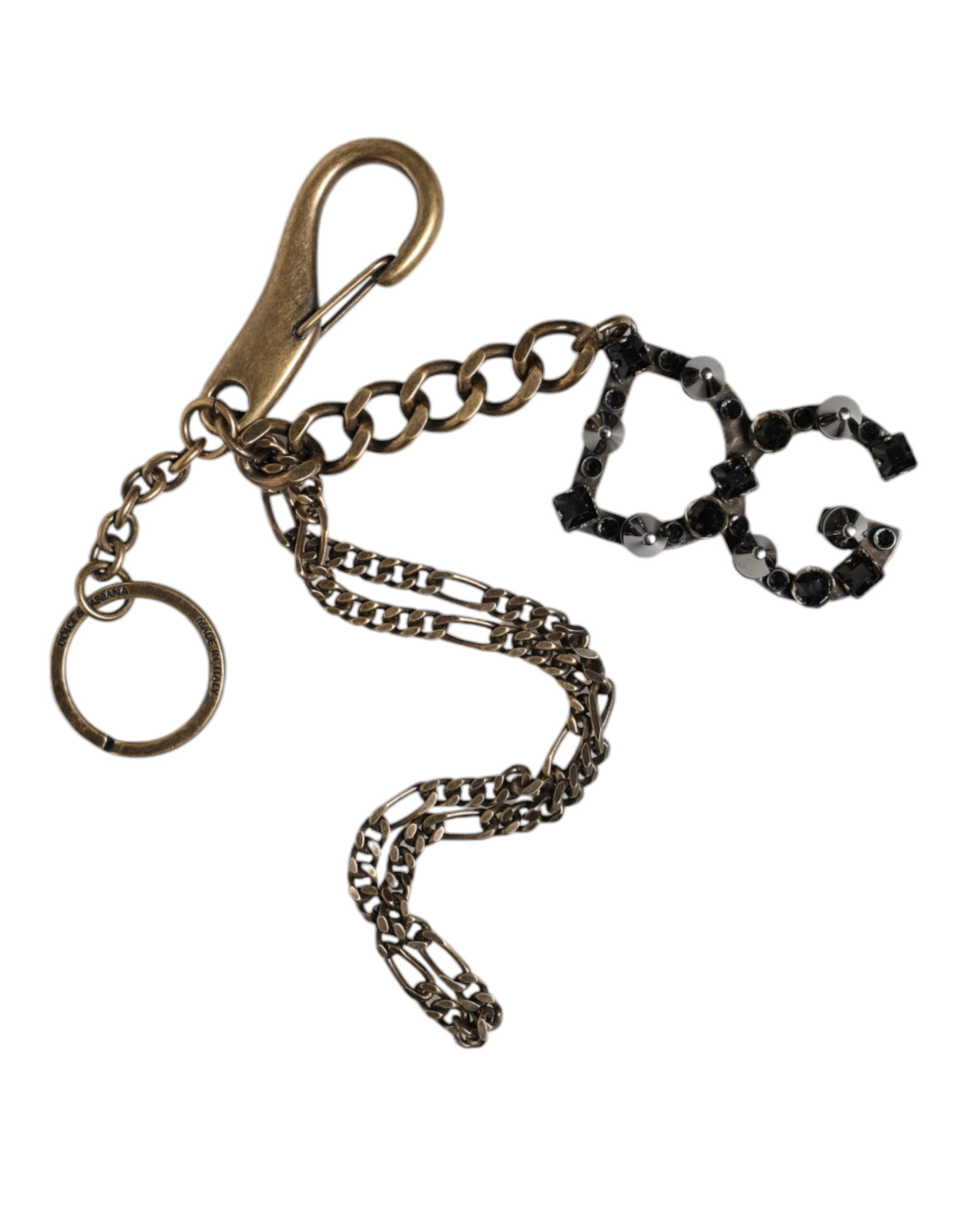 Dolce &amp; Gabbana Schlüsselanhänger mit DG-Logo und Kristallen in Silber