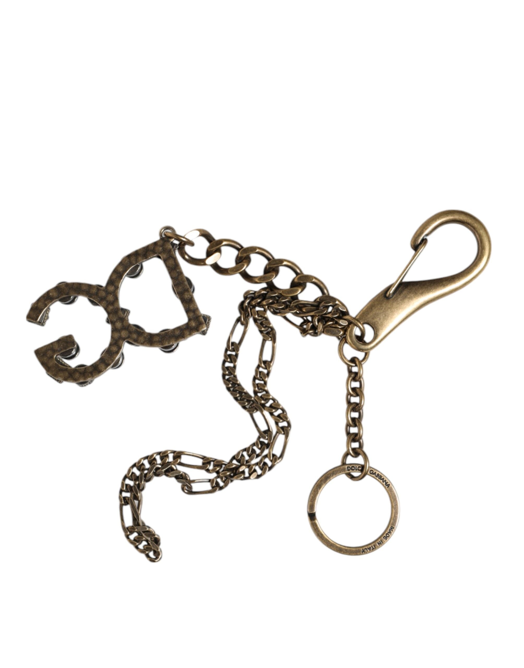 Dolce &amp; Gabbana Schlüsselanhänger mit DG-Logo und Kristallen in Silber