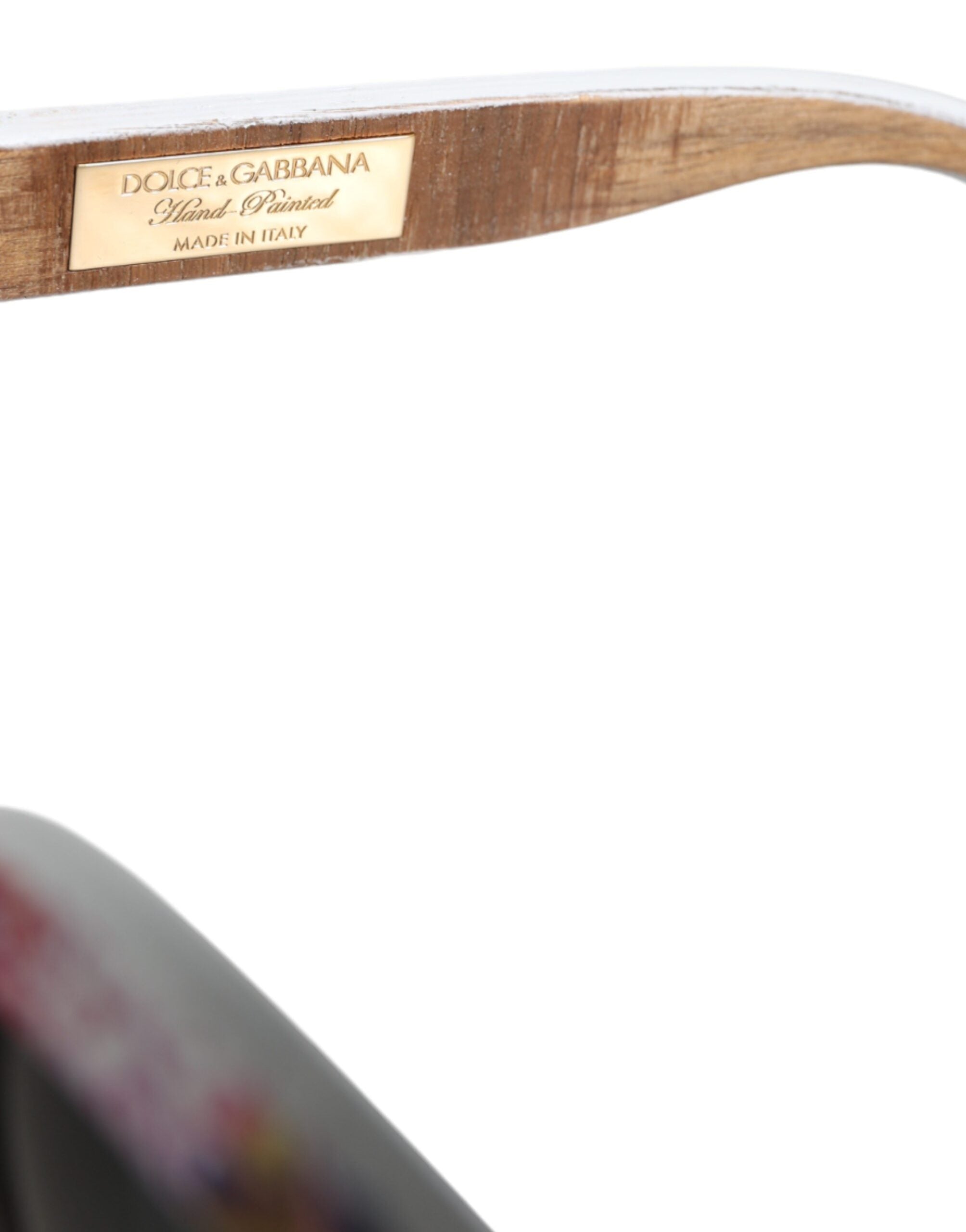 Dolce &amp; Gabbana Sonnenbrille mit mehrfarbigem Holz- und Kristallrahmen sowie handbemaltem Blumenmuster