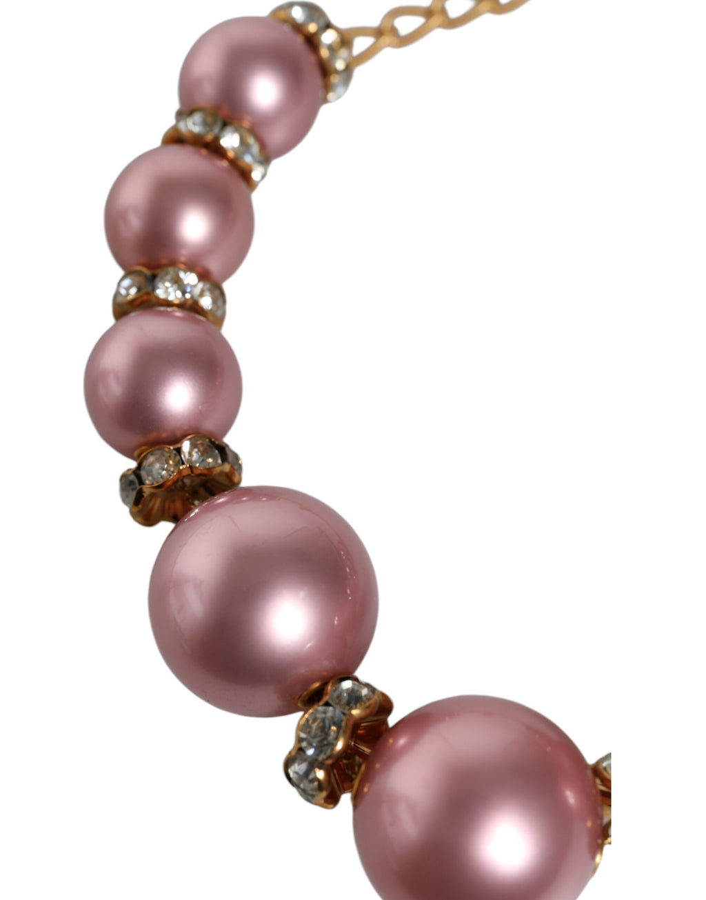 Dolce &amp; Gabbana – Rosa Maxi-Halskette mit Kunstperlen und Kristallen in Gold