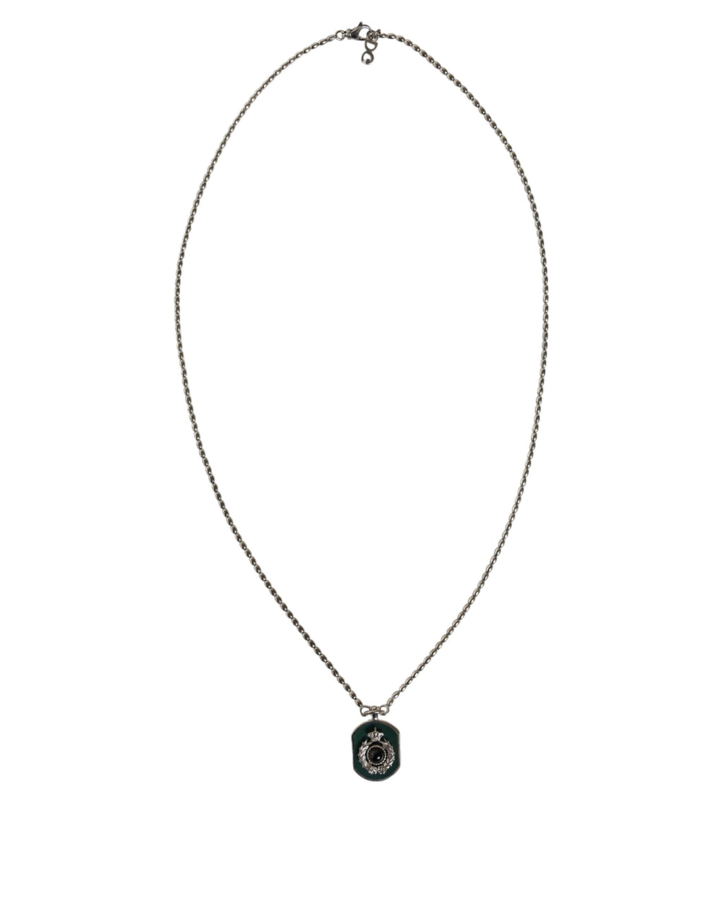 Dolce &amp; Gabbana – Logo-Halskette mit Kettensteg und Edelsteinanhänger aus 925er Sterlingsilber