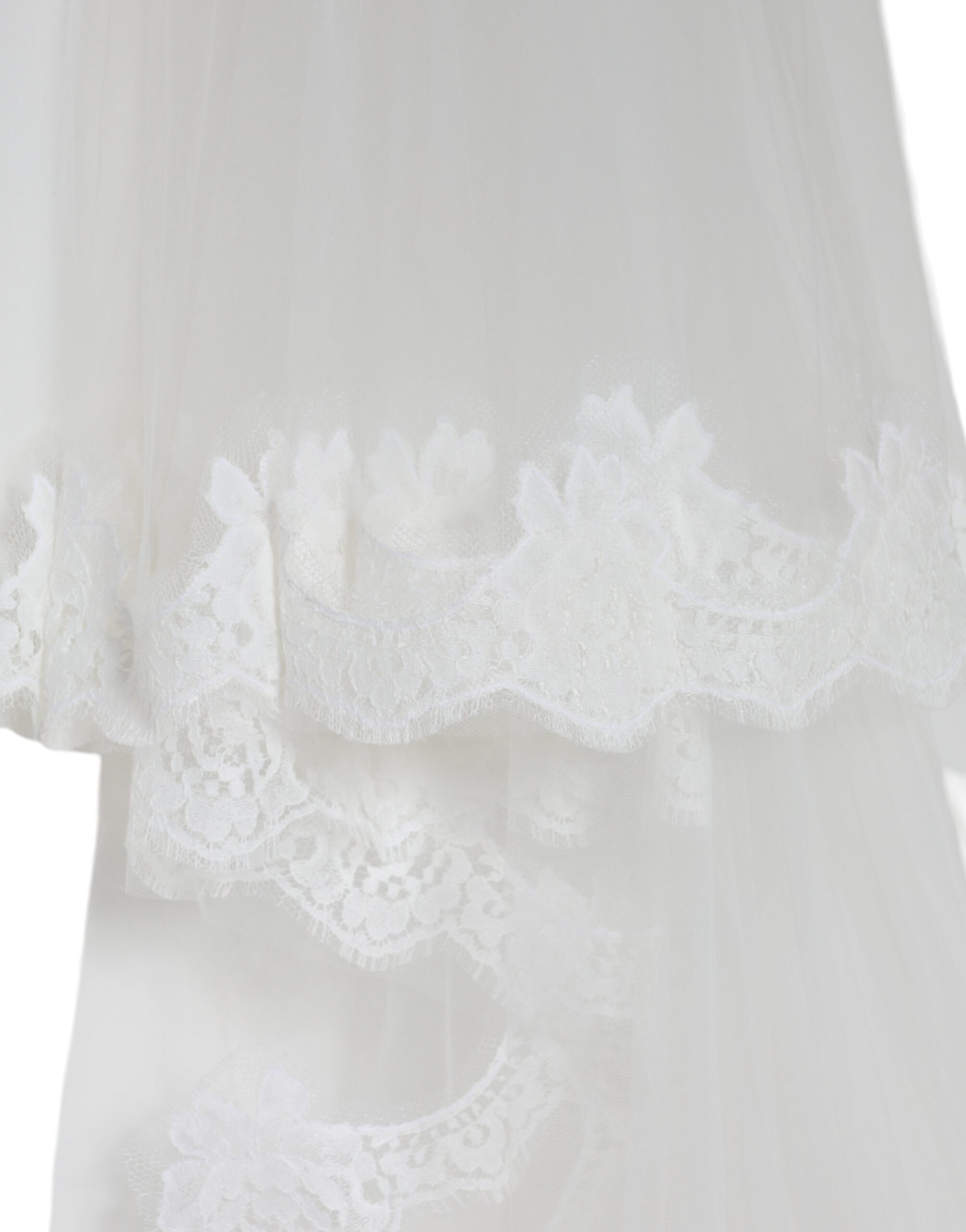 Dolce &amp; Gabbana – Weißer Brautschleier aus floraler Spitze und Nylon in Bodenlänge