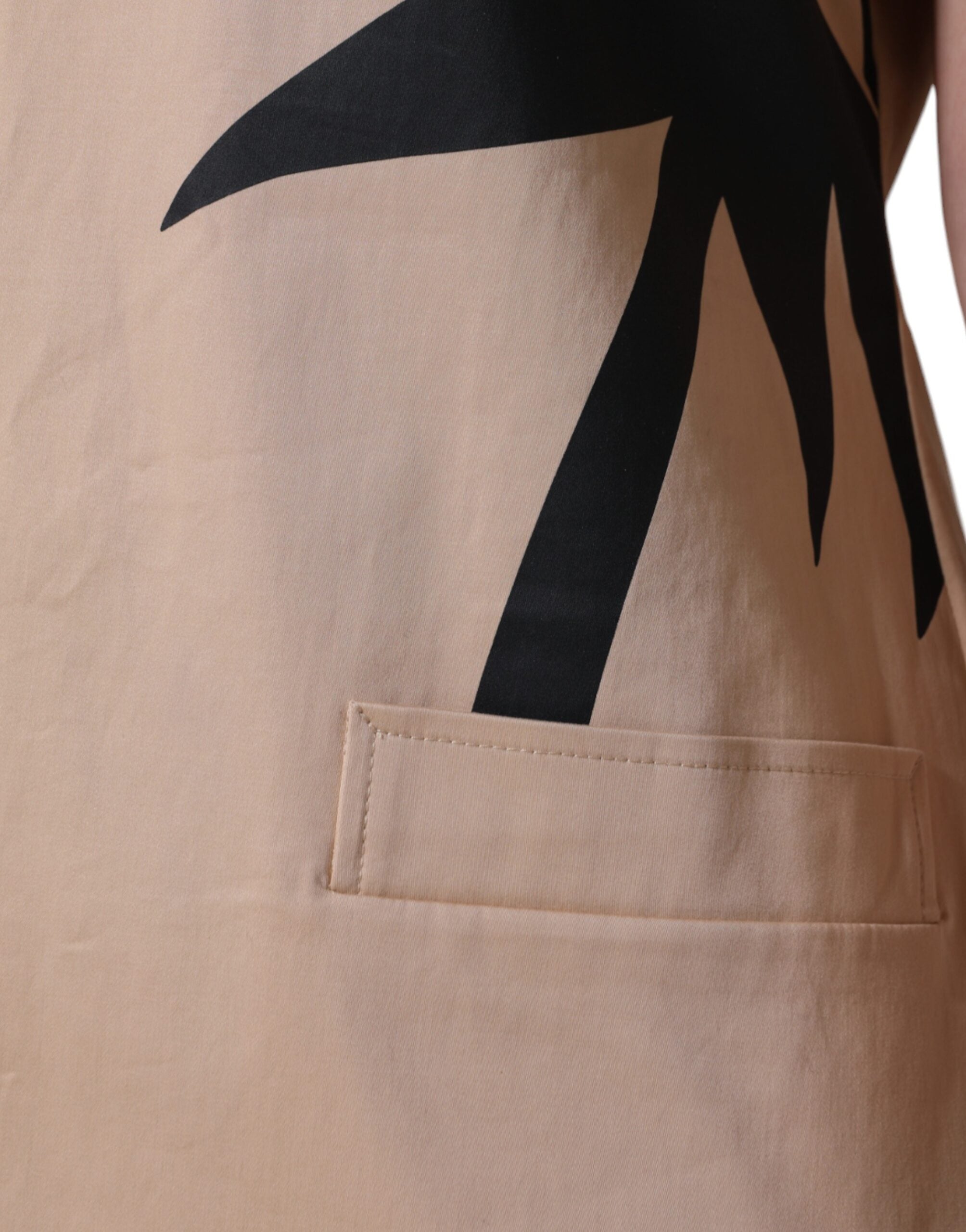 Moschino Beiges, kurzärmliges, knielanges Baumwollkleid