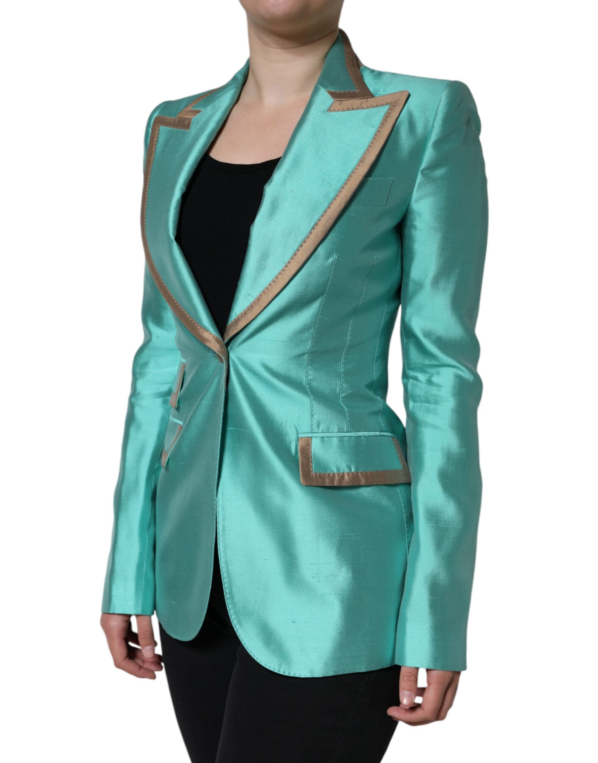 Dolce &amp; Gabbana – Einreihige Blazerjacke in Metallic-Grün