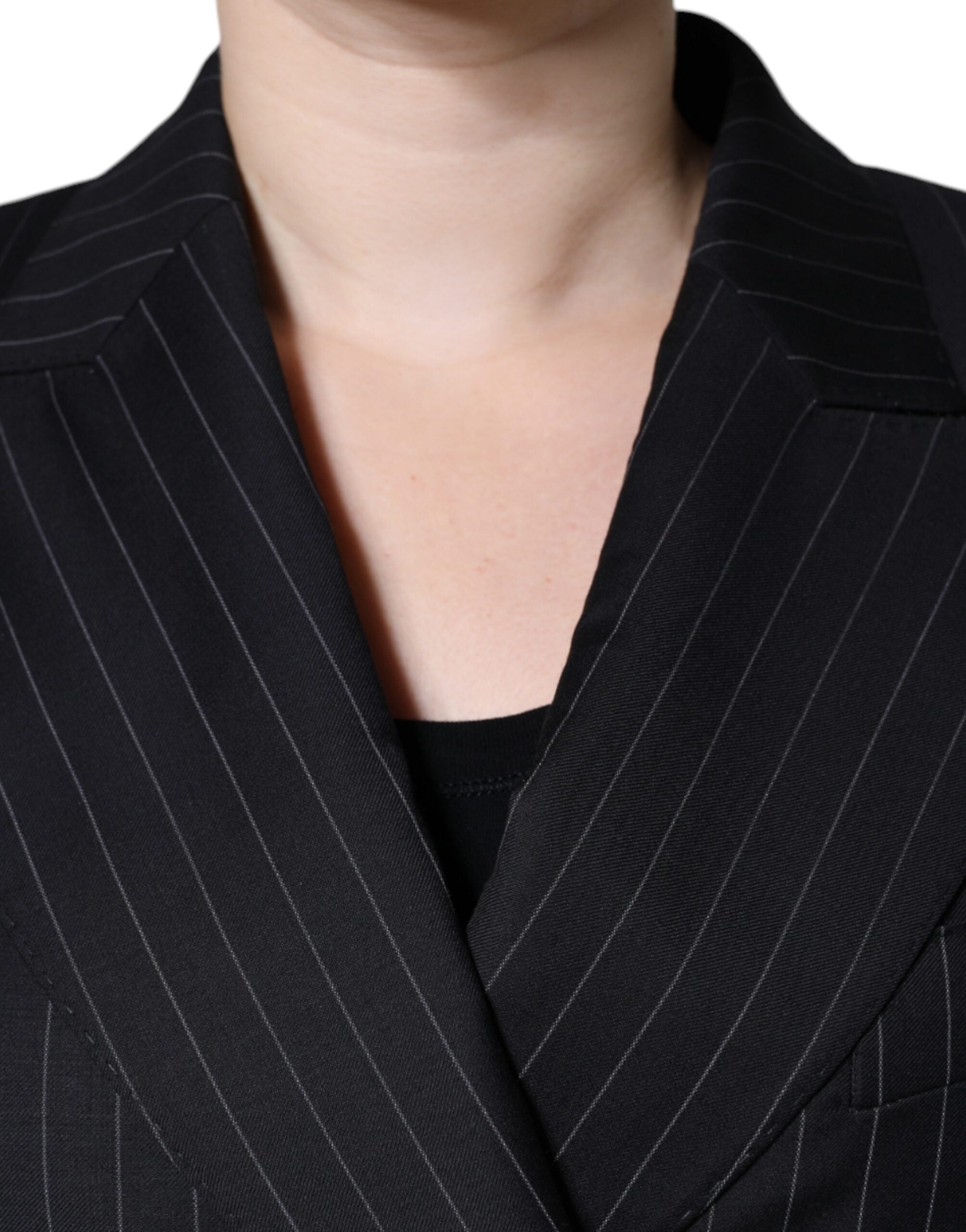 Dolce &amp; Gabbana – Schwarz gestreifte, zweireihige Manteljacke