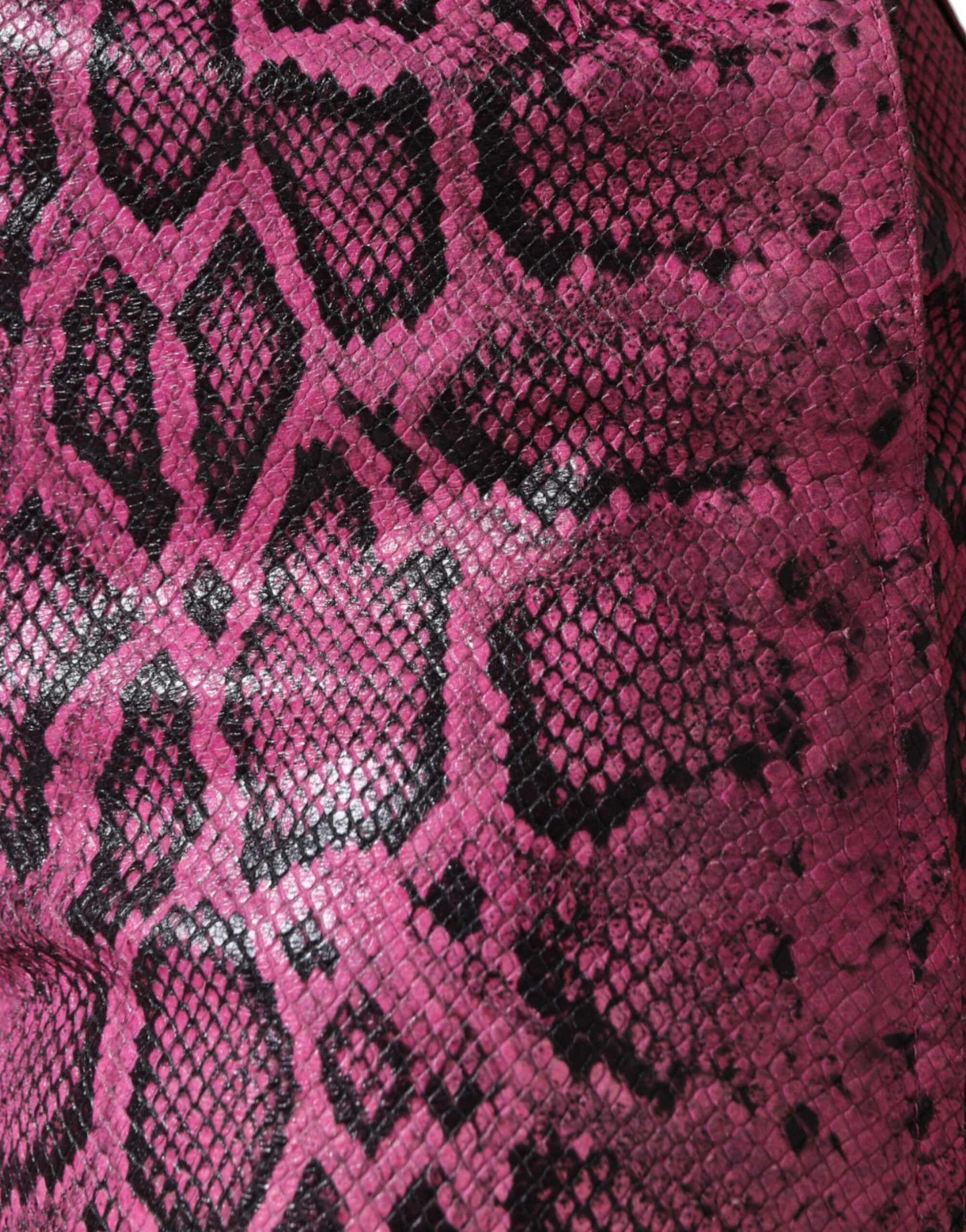 Dolce &amp; Gabbana – Rosa Hotpants-Shorts aus Leder mit hoher Taille