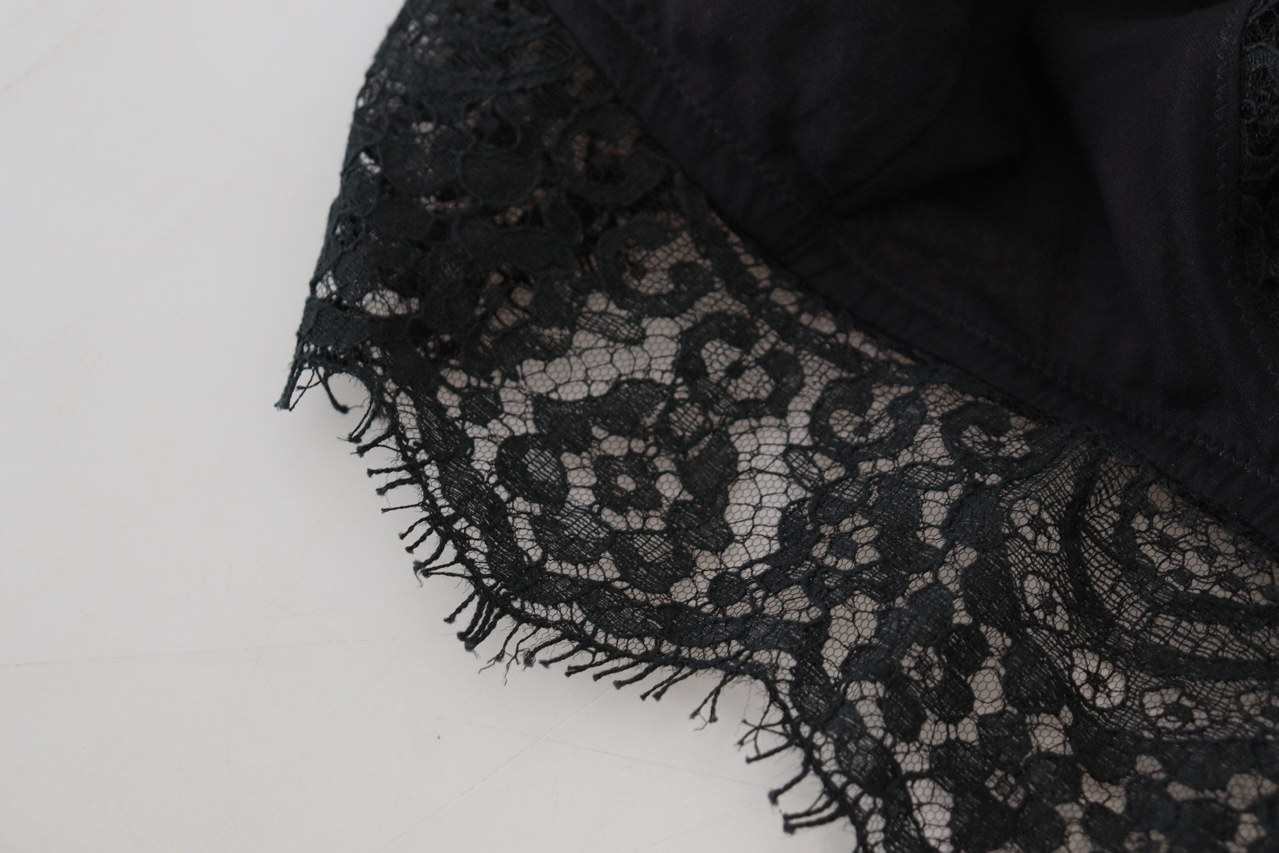 Dolce &amp; Gabbana – Schwarze Stretch-Bralette-Unterwäsche aus floraler Spitze