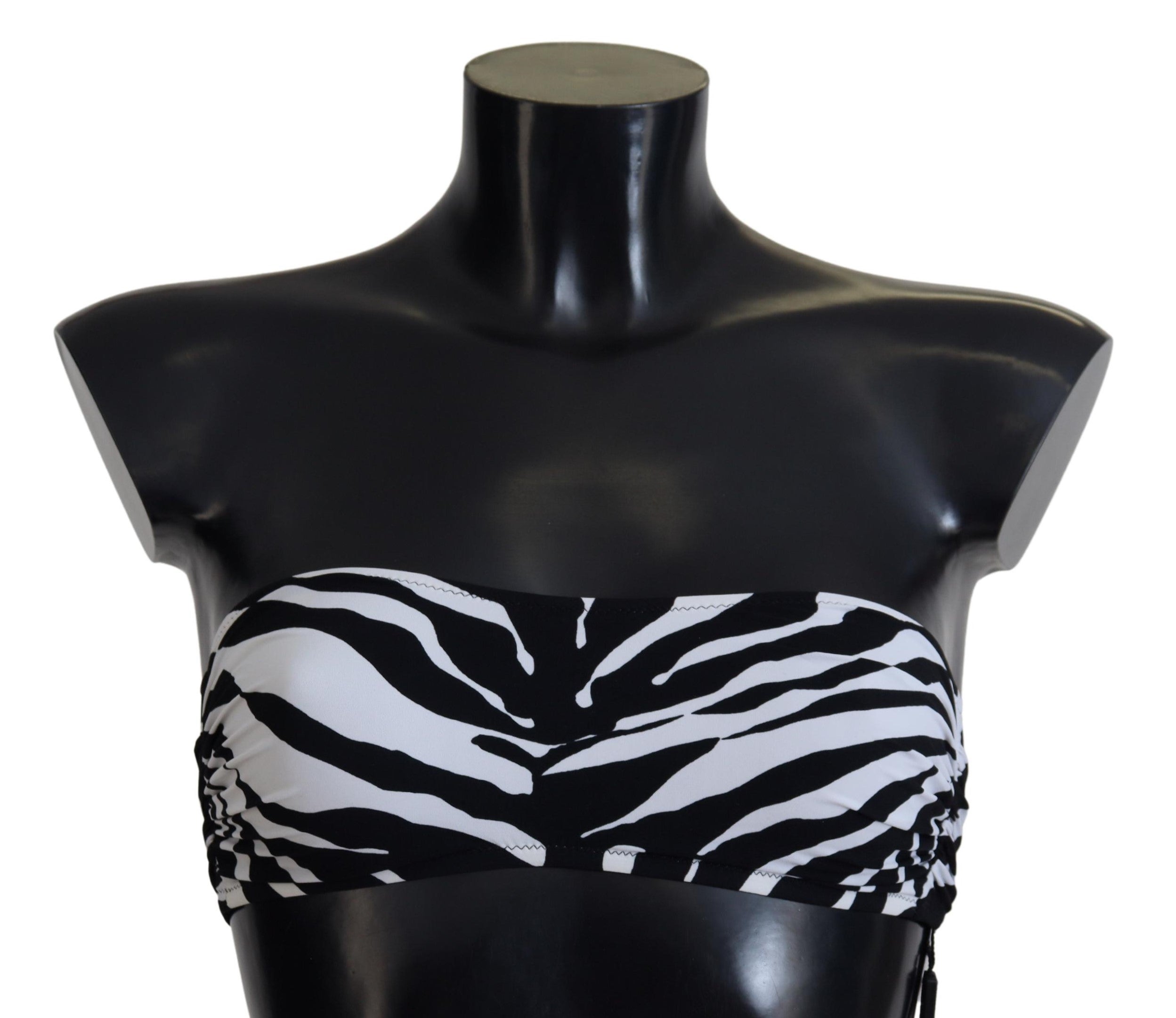 Dolce &amp; Gabbana – Bandeau-Bikinioberteil mit Zebramuster in Schwarz und Weiß