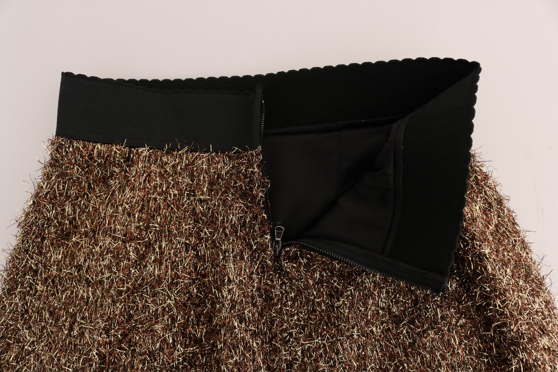Dolce &amp; Gabbana – Eleganter Bleistiftrock mit hoher Taille und goldenen Fransen