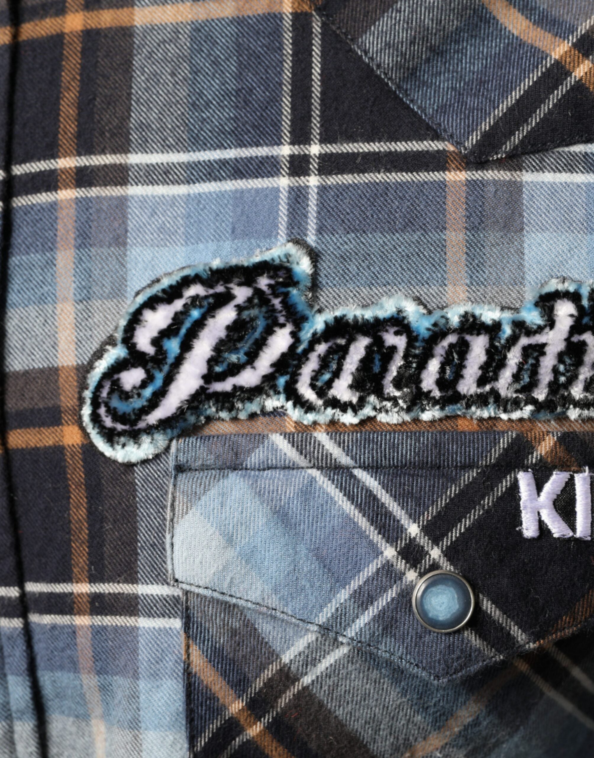 Dolce &amp; Gabbana – Schmal geschnittenes Hemd mit mehrfarbigem Karomuster und Paradiso-Patch