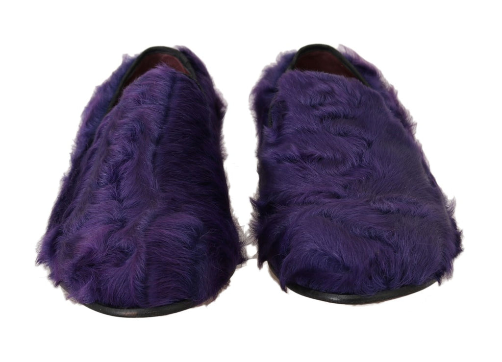 Dolce &amp; Gabbana – Plüsch-Loafer aus lila Schafspelz