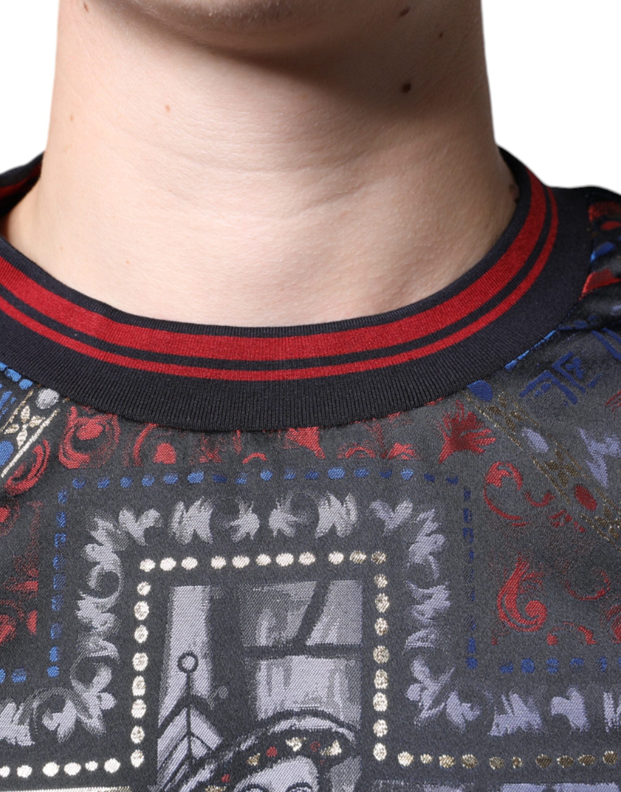 Dolce &amp; Gabbana Mehrfarbiges Jacquard-Sweatshirt mit Rundhalsausschnitt