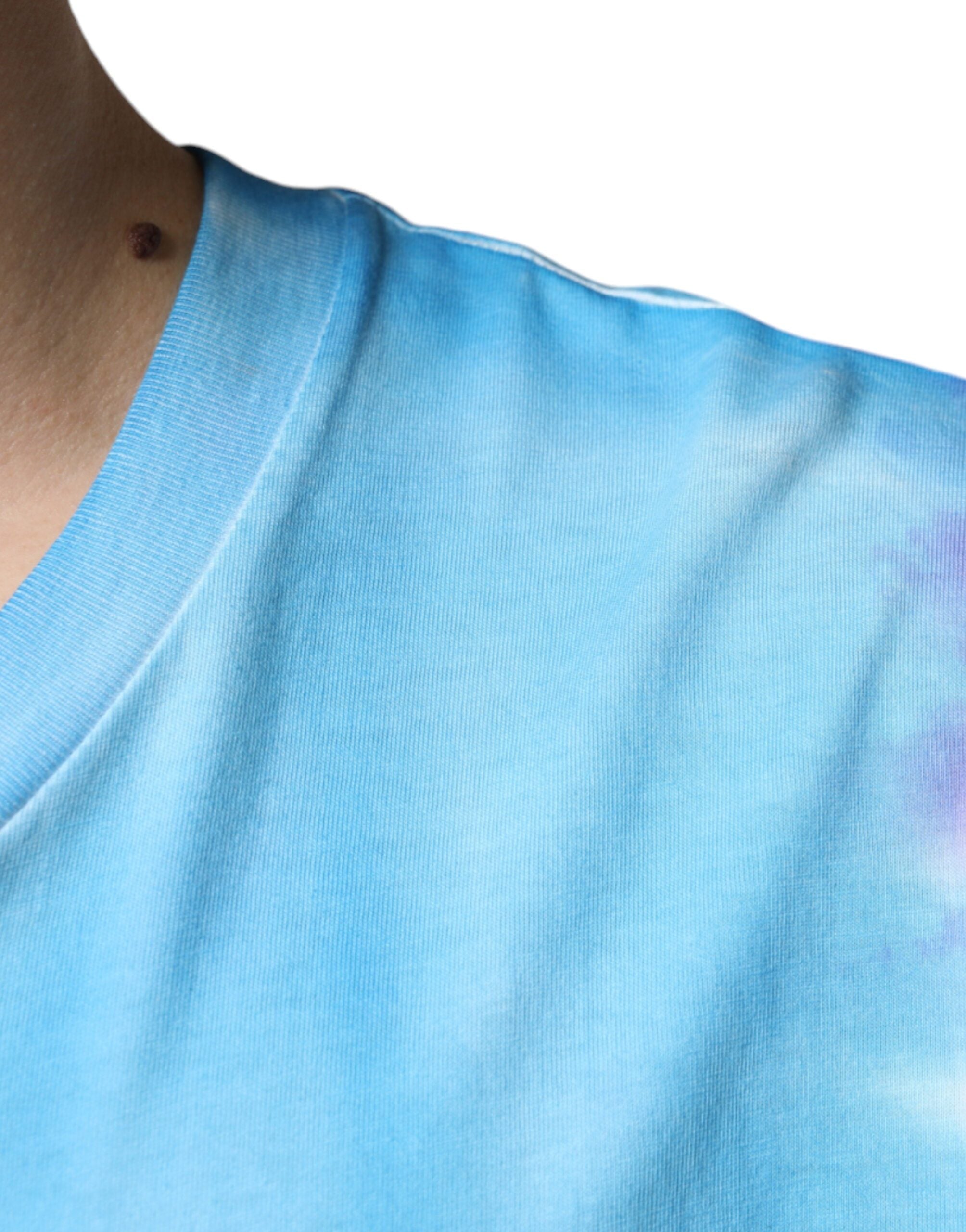 Dolce &amp; Gabbana – Mehrfarbiges, ärmelloses T-Shirt aus Baumwolle mit Batikmuster